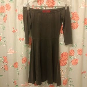 Akira Olive Green Strapless “Suede” Dress